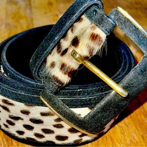 NEW ECHO Italian leather leopard belt M